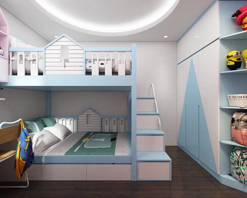 Kê giường tầng cho các con ở phòng ngủ