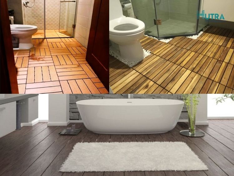 Nhà vệ sinh lát sàn gỗ nhựa composite sang trọng